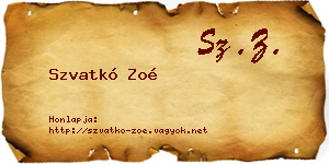 Szvatkó Zoé névjegykártya